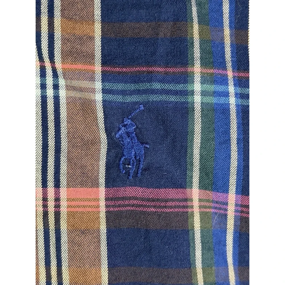 Polo Ralph Lauren Shirt Mens 2XB Big Madras Plaid Long Sleeve Button Down Pony